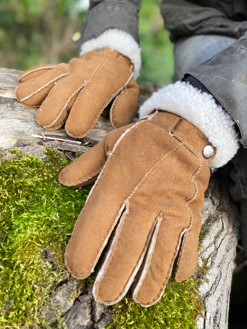 Men's Sheepskin Gloves in Tan