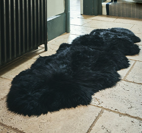 Black Double Sheepskin Rug - SDSBLACK