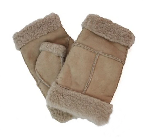 Womens Sheepskin Glittens in Stone