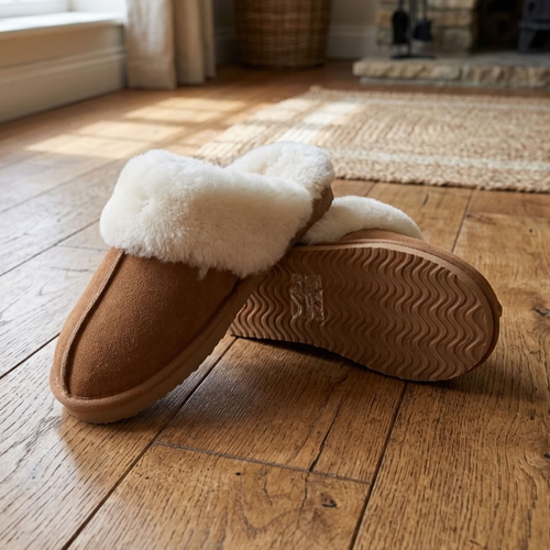 Cuffed Sheepskin Slippers