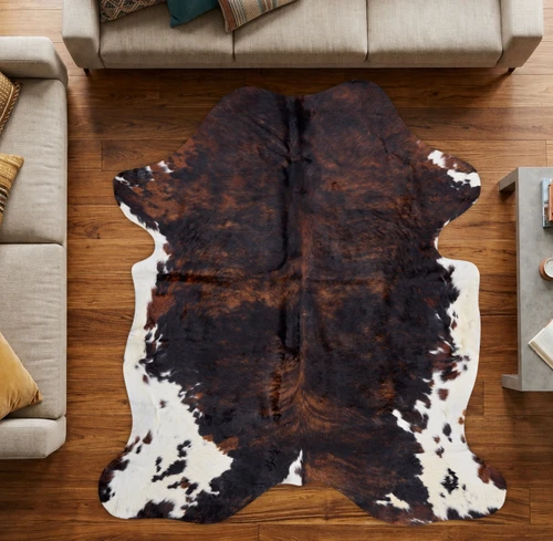 Tri Brown And White Cowhide Rug NOV26-022 (190cm x 180cm)