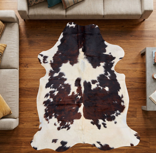 Tri Black, Brown And White Cowhide Rug NOV26-033 (210cm x 180cm)