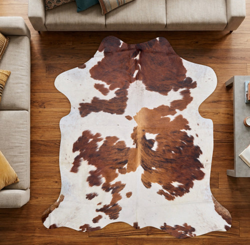 Brown And White Cowhide Rug NOV26-081 (200cm x 200cm)