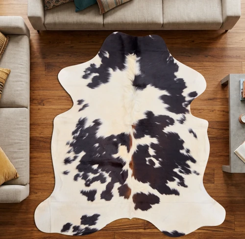 Black And White With An Hint Of Mahogany Cowhide Rug NOV26-116 (190cm x 180cm)