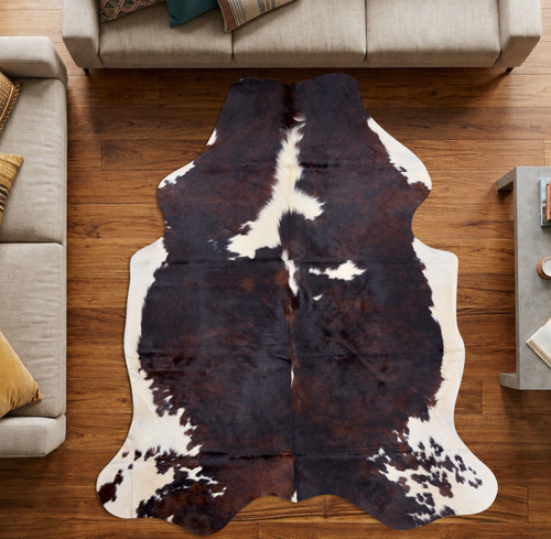 Deep Brown And White Cowhide Rug NOV26-119 (210cm x 190cm)