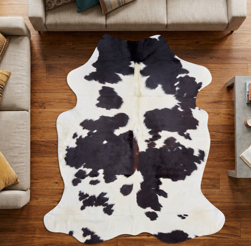 Black And White With An Hint Of Mahogany Cowhide Rug NOV26-123 (200cm x 180cm)