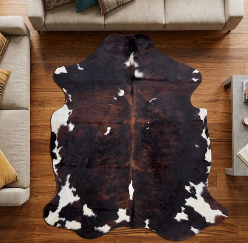 Deep Mahogany And White Cowhide Rug NOV26-135 (190cm x 170cm)