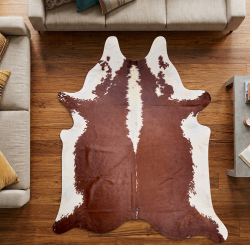 Deep Brown And White Cowhide Rug NOV26-152 (230cm x 210cm)