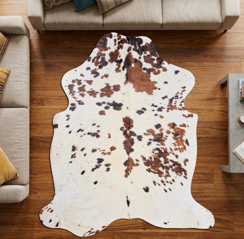 Dappled Cream And Mahogany Cowhide Rug NOV26-165 (230cm x 200cm)