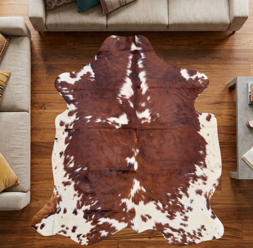 Reddish Brown And White Cowhide Rug NOV26-174 (180cm x 170cm)