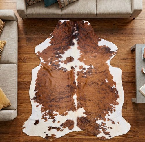 Bright Brown And White Cowhide Rug NOV26-190 (200cm x 180cm)