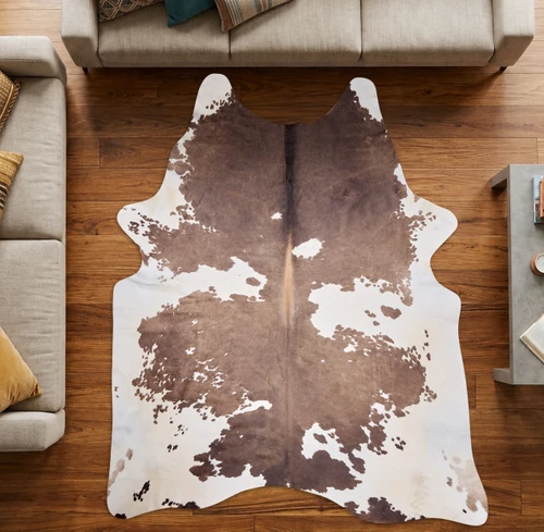Burnt Brown And White Cowhide Rug NOV26-191 (240cm x 210cm)