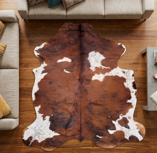 Bright Brown And White Cowhide Rug NOV26-209 (200cm x 190cm)