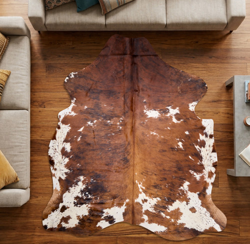 Spotted Bright Brown And White Cowhide Rug NOV26-229 (200cm x 190cm)