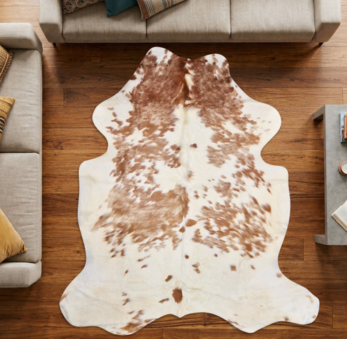 Light Brown And White Cowhide Rug NOV26-241 (190cm x 180cm)