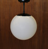 14 Inch Acrylic Globe Pendant with Stem. White shade, black hardware.