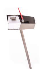 This mid-century modern mailbox design was inspired by those produced in the 1950s and 1960s. Two-tone color brings out the design’s clean lines. Colors are original Eichler Exterior Accent Colors. Now you can have a mailbox that looks great with your mid-century, modern, and/or contemporary home.  The perfect blast from the past for your Atomic Ranch!  Crafted in America, the way it used to be.

Material: 20 gauge galvannealed steel, same as the 50s-70s [75%+ thicker than most mailboxes made today]
Paint: powder coated inside and out, baked at 400 degrees [environmentally friendly]
Anodized aluminum flag cap and door pull
Size: 7” wide x 7.75” high x 21.25” long
