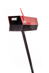 This mid-century modern mailbox design was inspired by those produced in the 1950s and 1960s. Two-tone color brings out the design’s clean lines. Colors are original Eichler Exterior Accent Colors. Now you can have a mailbox that looks great with your mid-century, modern, and/or contemporary home.  The perfect blast from the past for your Atomic Ranch!  Crafted in America, the way it used to be.

Material: 20 gauge galvannealed steel, same as the 50s-70s [75%+ thicker than most mailboxes made today]
Paint: powder coated inside and out, baked at 400 degrees [environmentally friendly]
Anodized aluminum flag cap and door pull
Size: 7” wide x 7.75” high x 21.25” long