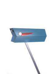 This mid-century modern mailbox design was inspired by those produced in the 1950s and 1960s.  Colors are original Eichler Exterior Accent Colors. Now you can have a mailbox that looks great with your mid-century, modern, and/or contemporary home.  The perfect blast from the past for your Atomic Ranch!  Crafted in America, the way it used to be.

Material: 20 gauge galvannealed steel, same as the 50s-70s [75%+ thicker than most mailboxes made today]
Paint: powder coated inside and out, baked at 400 degrees [environmentally friendly]
Anodized aluminum flag cap and door pull
Size: 7” wide x 7.75” high x 21.25” long