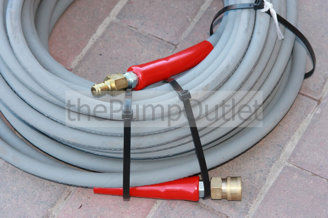 100' Hot Water Pressure Washer Hose with Quick Connects 6000 PSI 3/8" 2 Wire