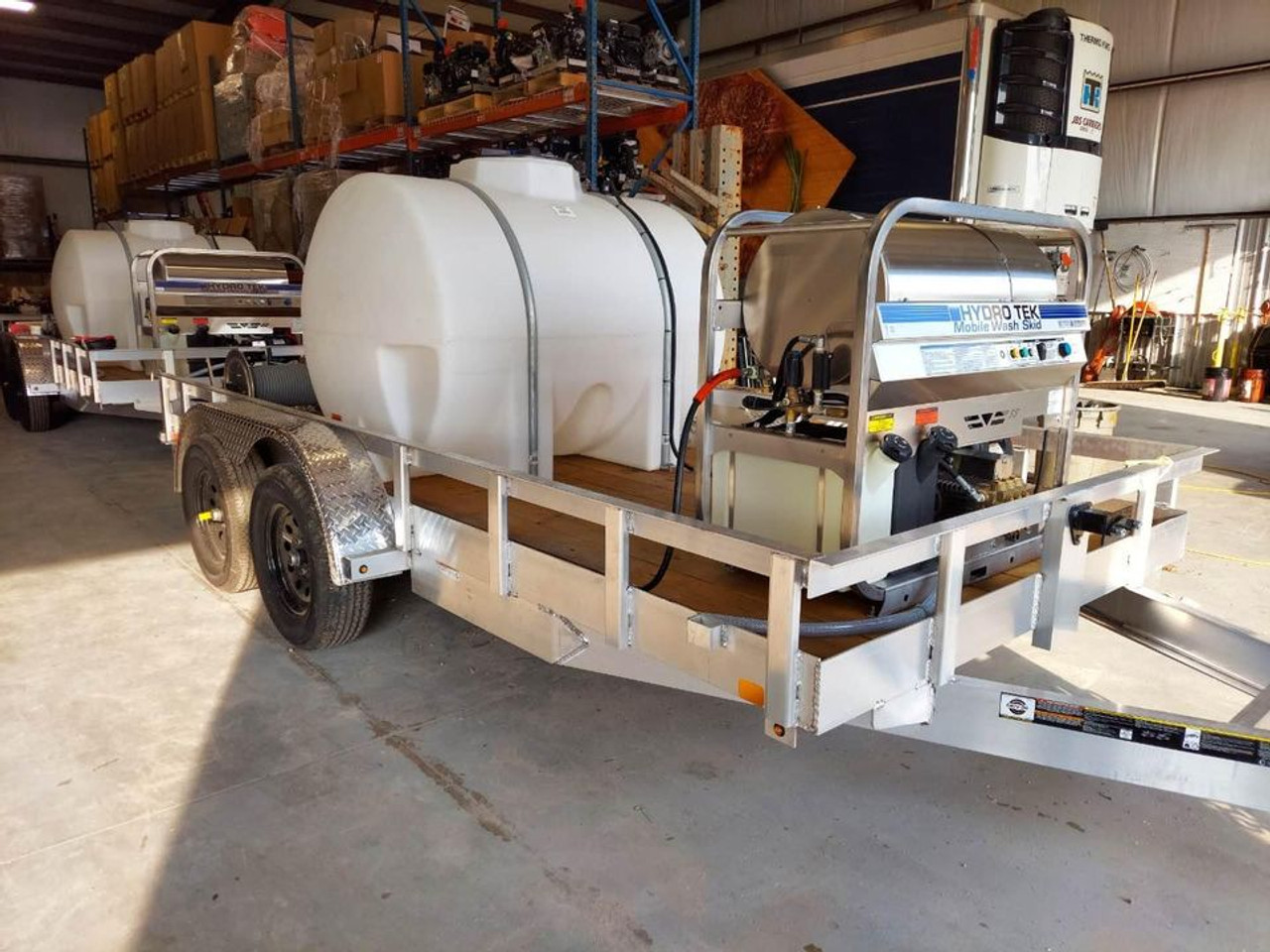 aluminum hot water pressure washing trailer with hose reels