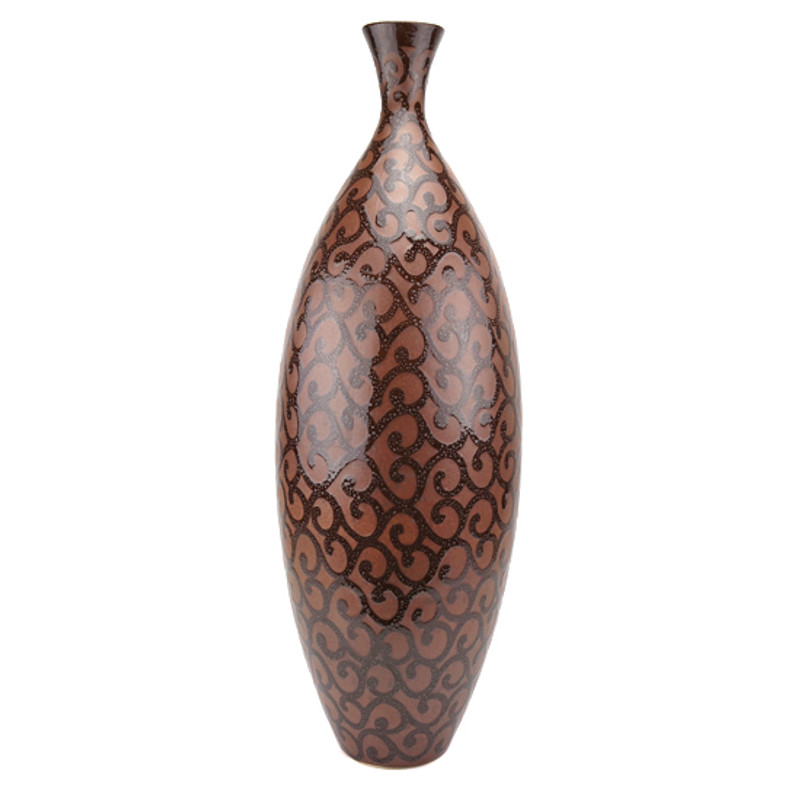 Castello Ceramic Vase Tone on Tone Brown with Swirl Design