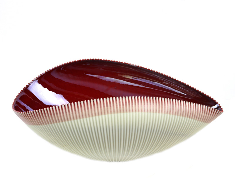 Murano Red Glass Fruit Bowl - Venetian / Murano - Glass