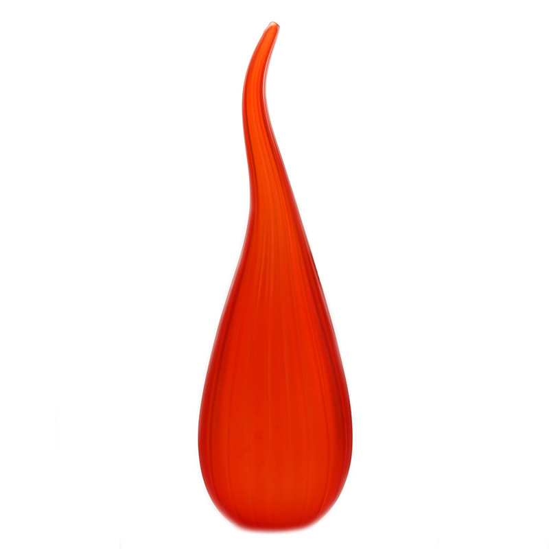 Murano Glass Stripe Vase Orange