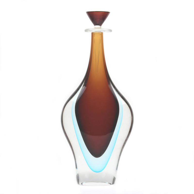 Murano Glass Imperial Bottle Red Aqua