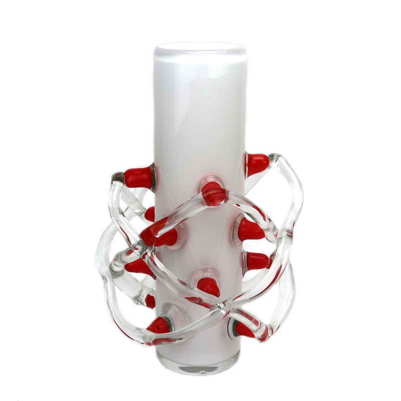 Saturn Vase White Red Clear