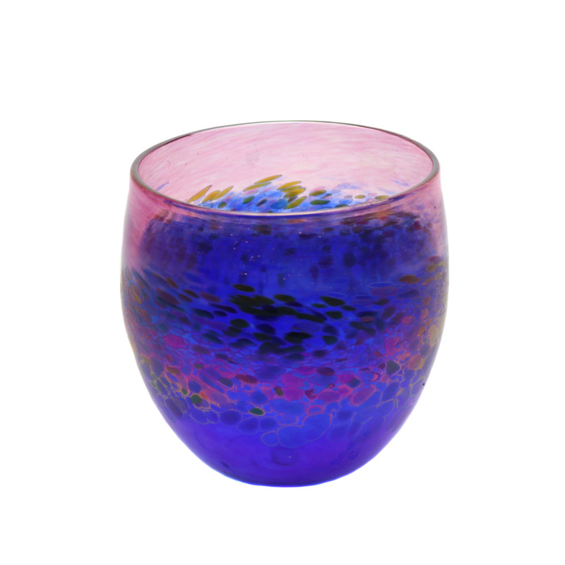 Pebble Art Glass Bowl Ruby Cobalt Blue
