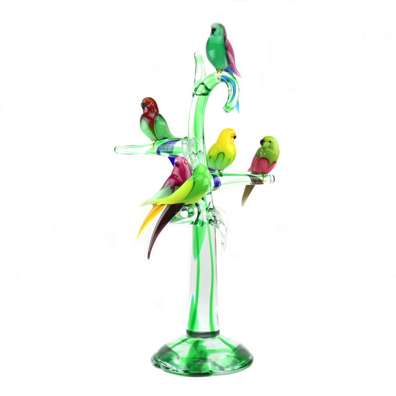 Murano Glass Tree with 6 Multicolor Birds 31