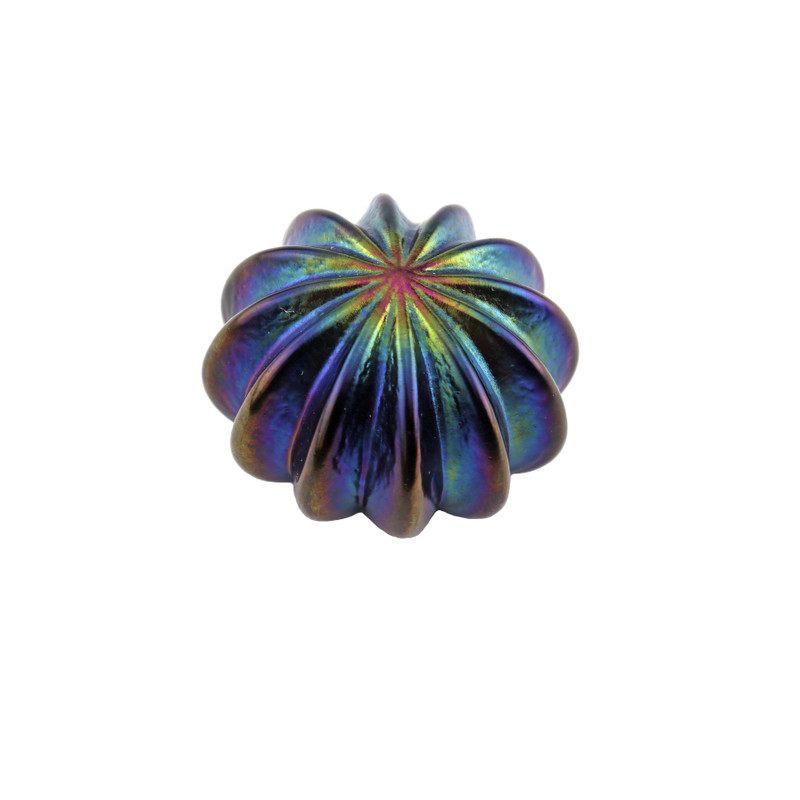 Sea Urchin Art Glass Paperweight Iridescent Cobalt Blue