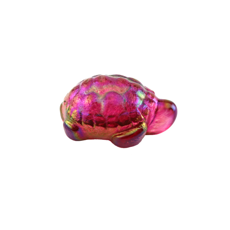 Turtle Art Glass Paperweight Ruby