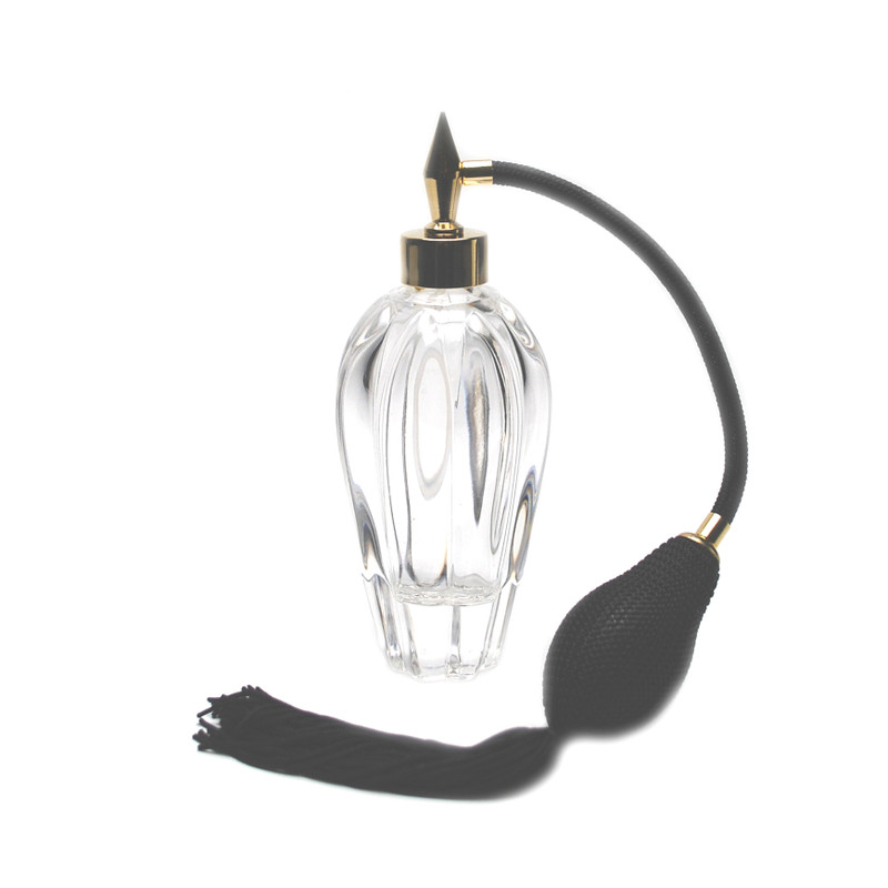 Vintage Style Refillable Empty Glass Perfume Bottle Black Bulb