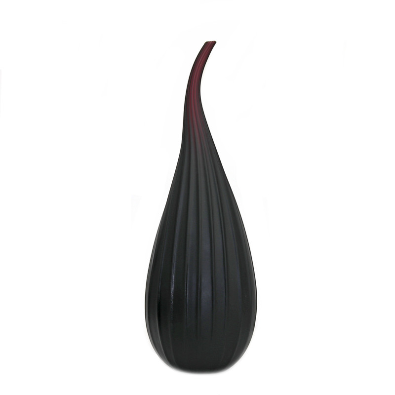 Murano Glass Stripe Vase Black