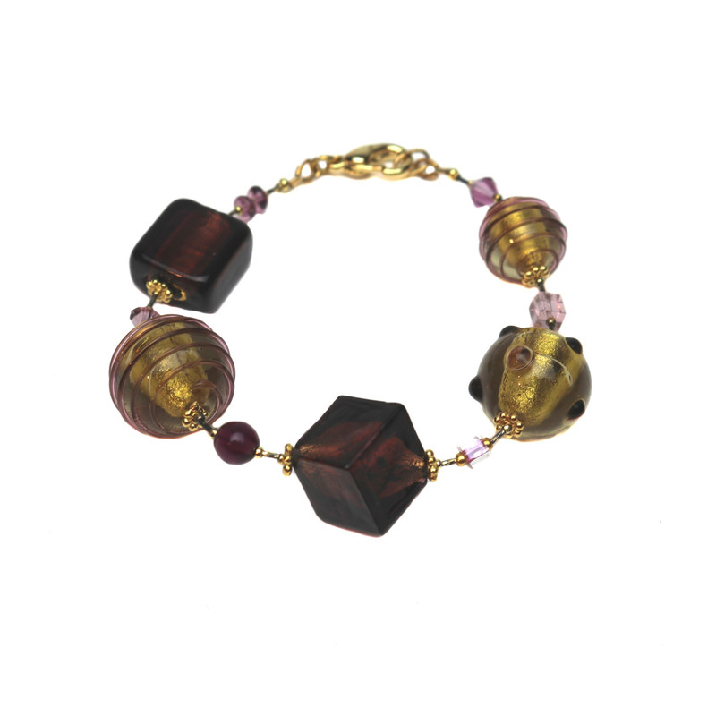 Murano Glass Verona Bracelet Amethyst Gold