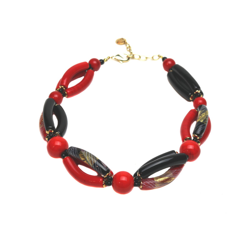 Murano Glass Allegria Necklace Red Black