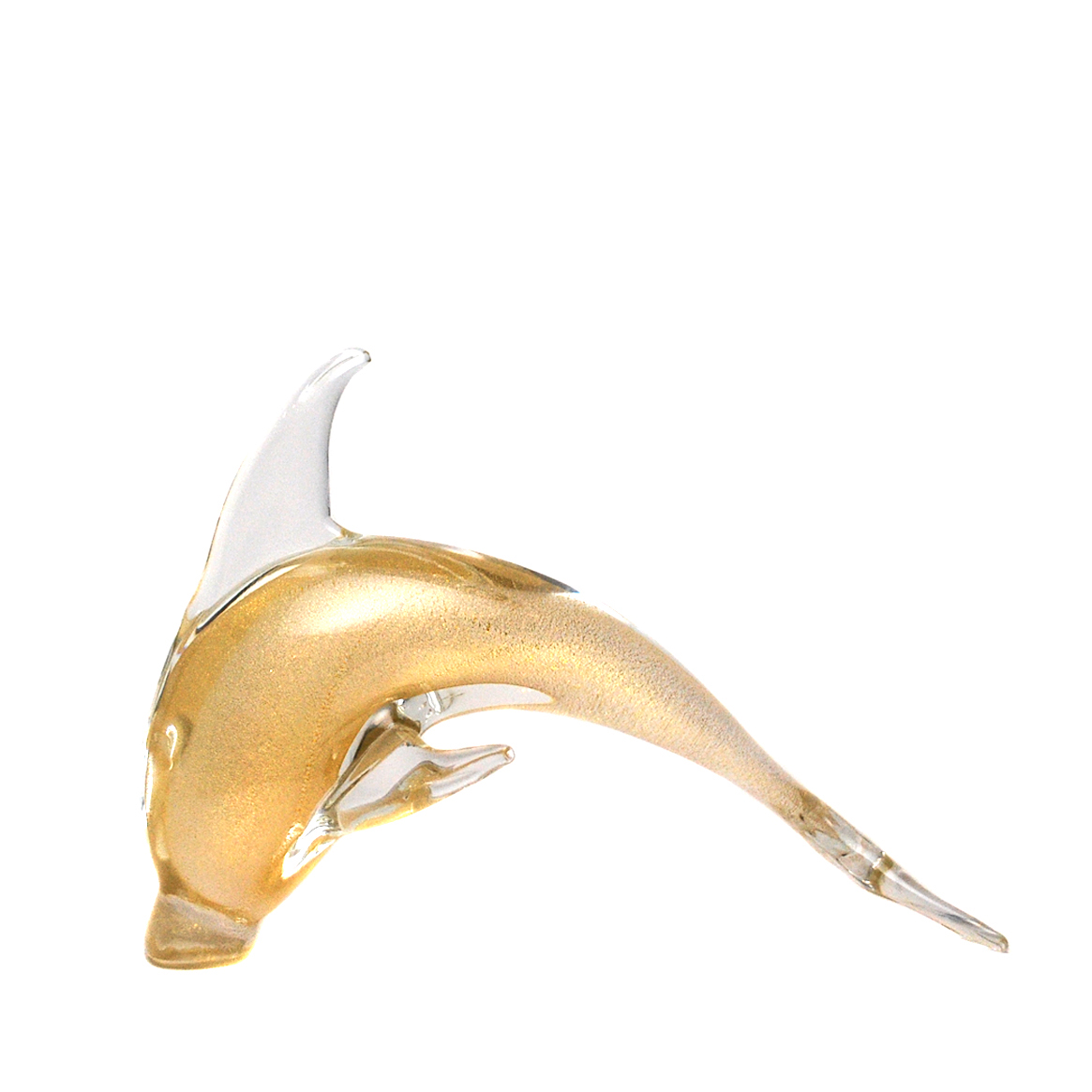 Murano Glass Dolphin Clear Gold 8.5