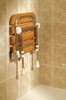 Wooden Shower Seat In Up Position