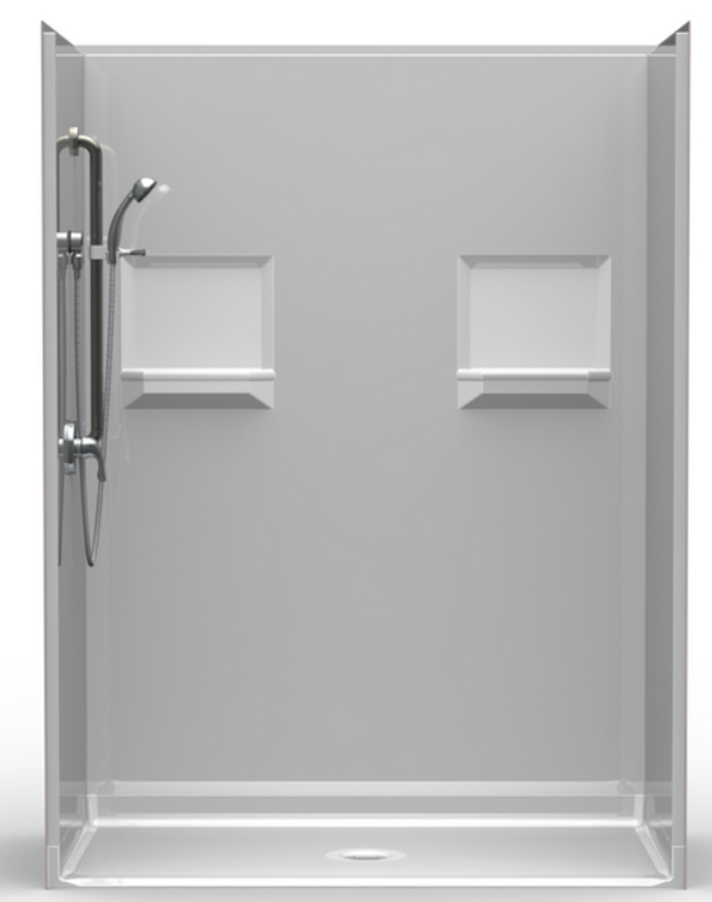 60x31 Handicapped Accessible Shower, 1 Roll-In Threshold, Right Drain, Reinforced Walls, 30-Year Warranty, Replace Your Bathtub