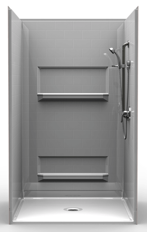 Handicap Shower One Piece Shower With Seat Roll-In Shower Stall