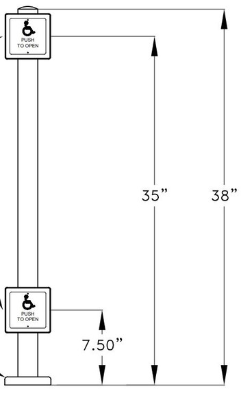 Bollard Post Round Dual Push Plates 