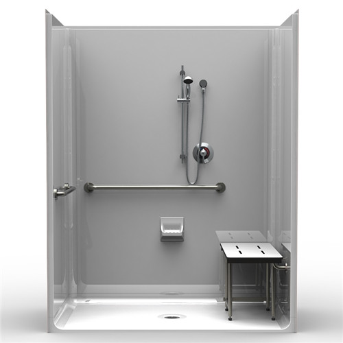 ADA Roll-In Shower 63 X 37 Smooth Wall Look - CareProdx