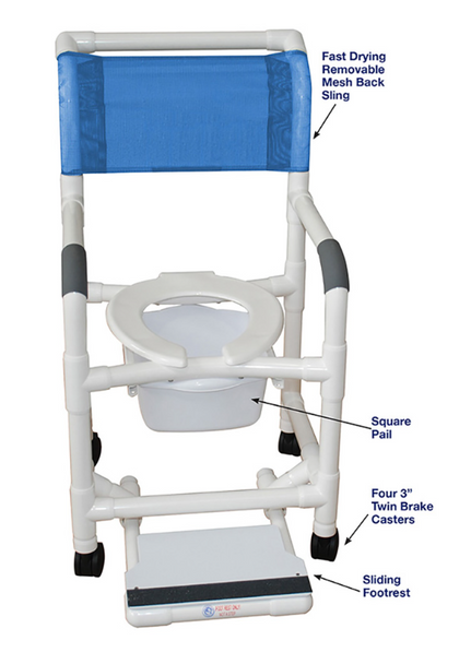 Superior PVC Shower Chair With Footrest and Pail