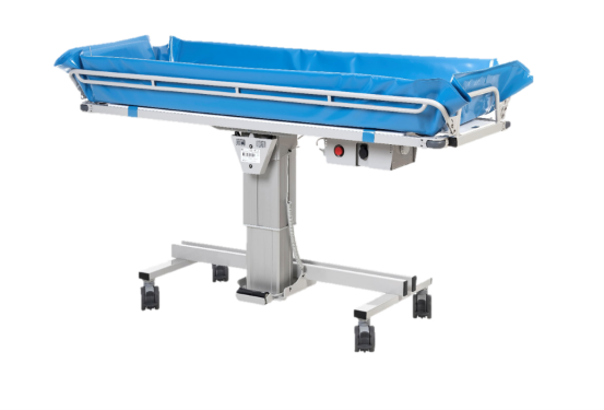 Pediatric Shower Gurney Height Adjustable With Tilt Battery Powered