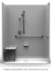 4 Piece ADA Roll-In Shower With Center Drain 63 X 31