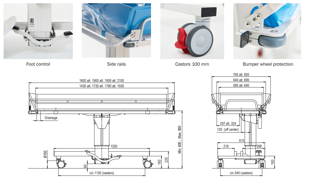 tr2000 rolling shower bed