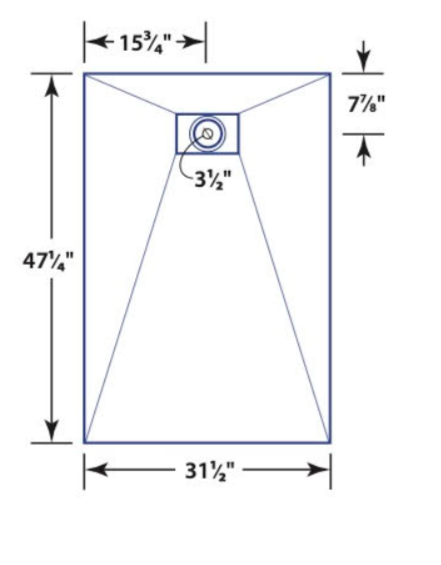 FastDEK Shower Base 47 X 35 End Drain - CareProdx