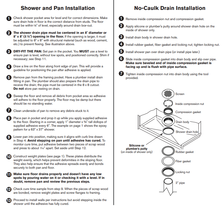 Shower Pan Compression Drain